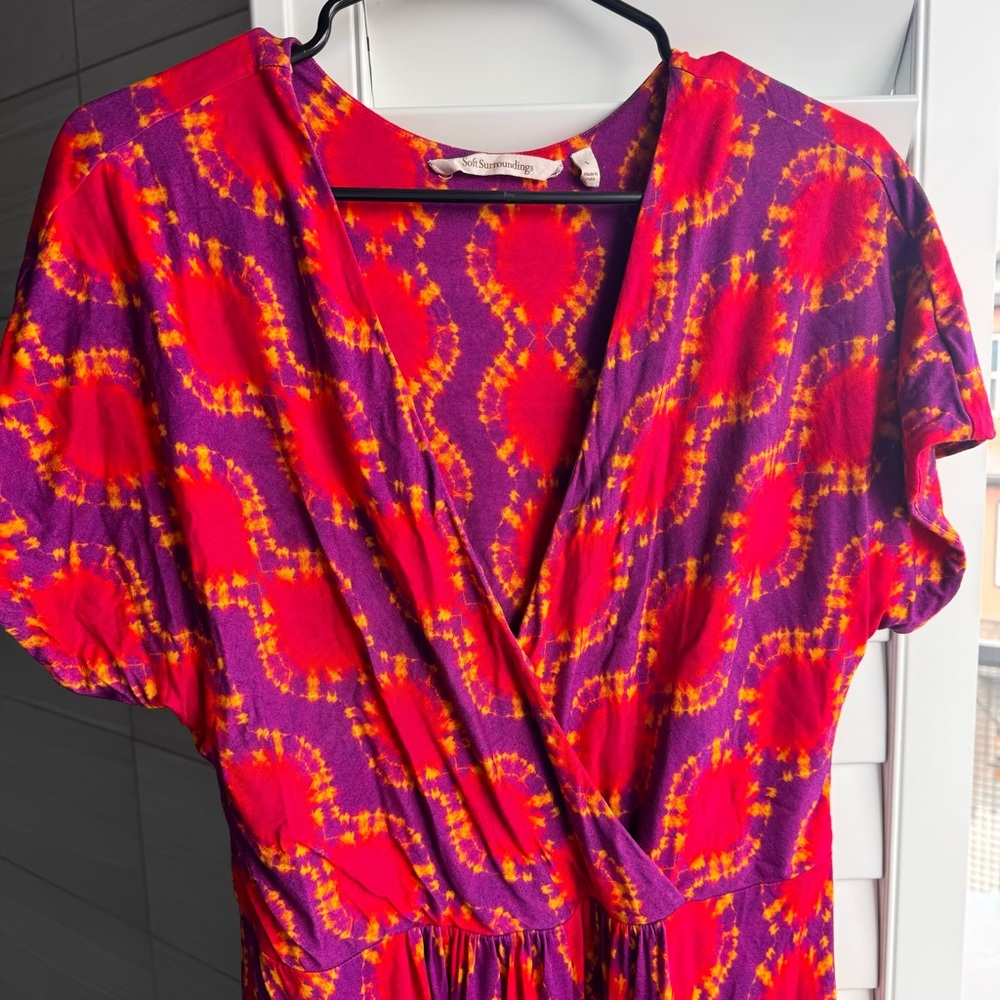 Soft Surroundings purple and red tie dye dress